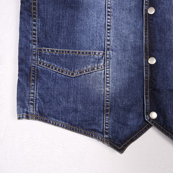 Concealed Carry Mens Denim Vest Western Biker Snap Front Motorcycle Metagear L - Picture 5 of 14